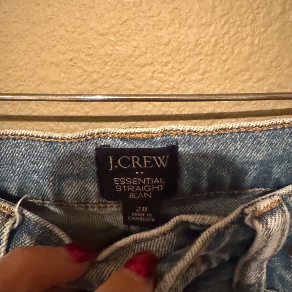 J.Crew Factory High Rise Light Wash Distressed Cropped Straight Jeans Blue 28 - Picture 4 of 6